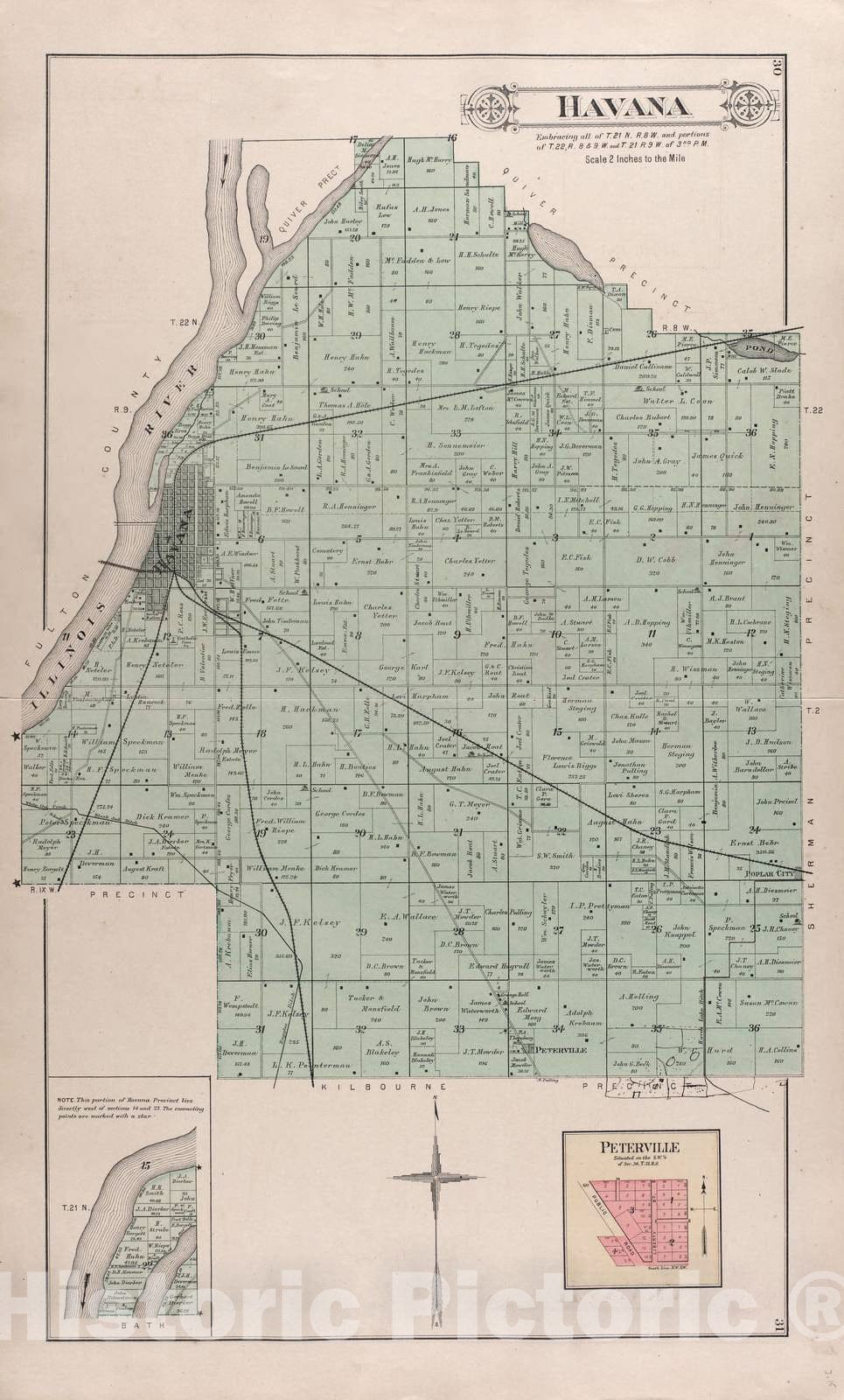 Historic 1891 Map - Plat Book of Mason County, Illinois - Havana