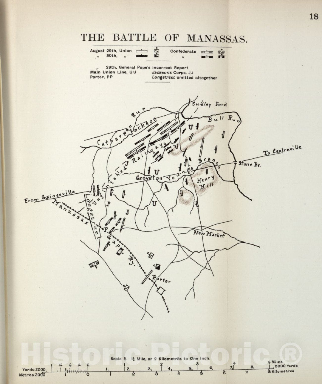 Historic 1910 Map - The American Civil War-maps. - Battle of Manassas 1