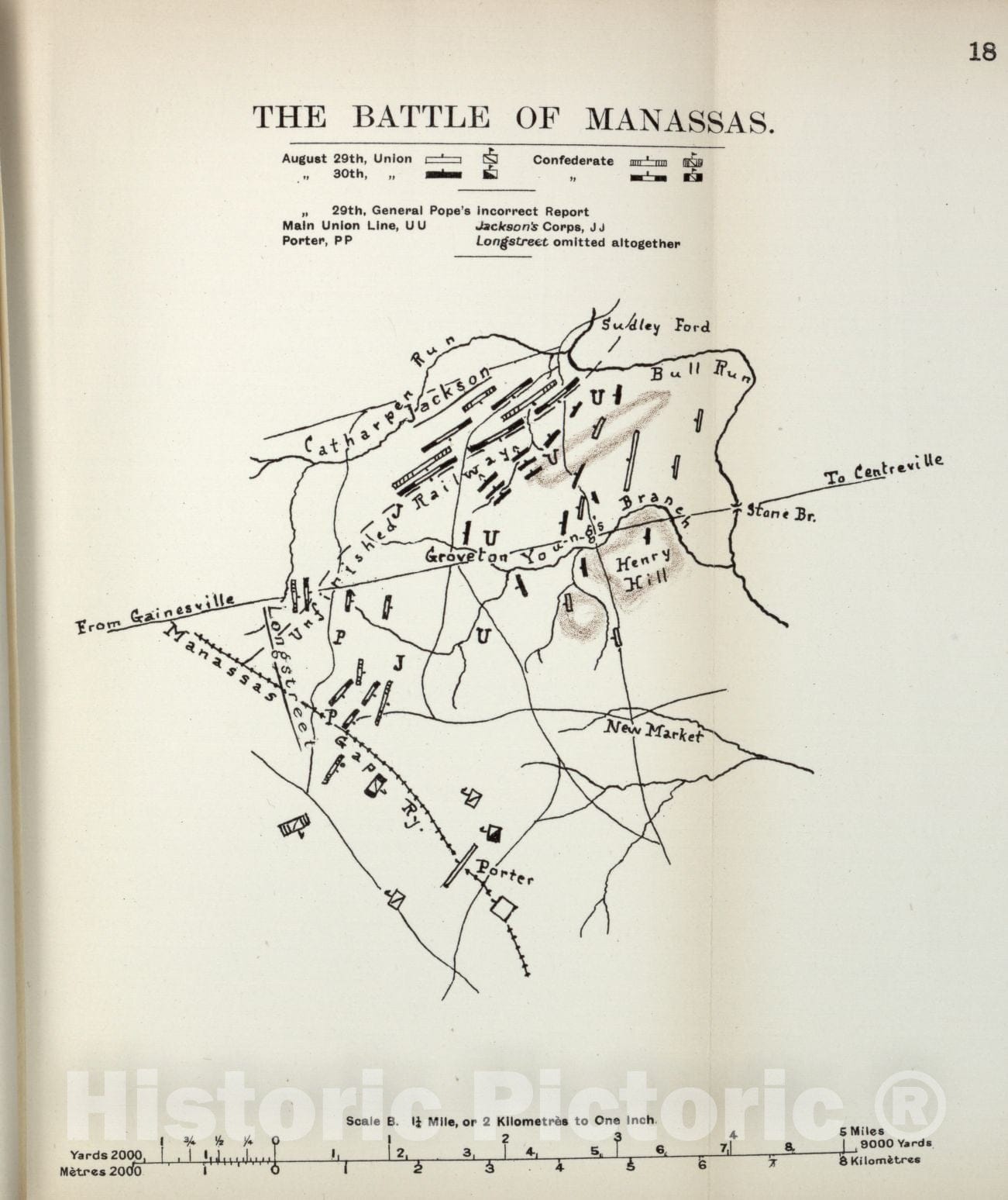 Historic 1910 Map - The American Civil War-maps. - Battle of Manassas 1