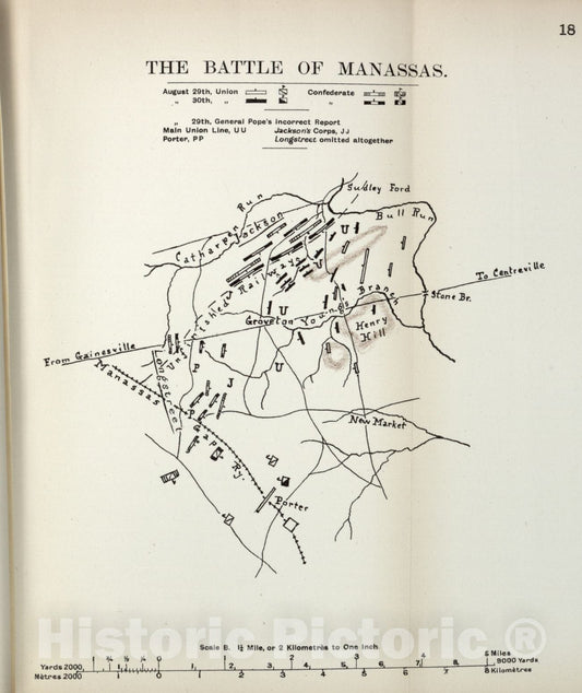 Historic 1910 Map - The American Civil War-maps. - Battle of Manassas 1