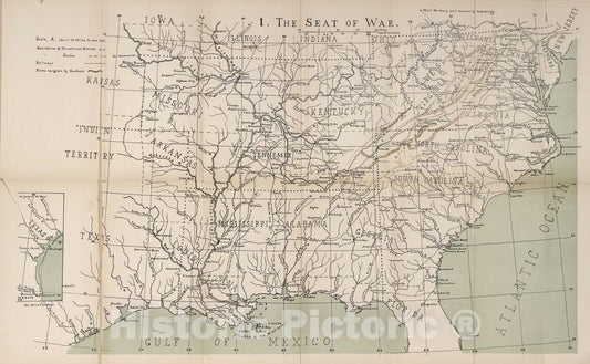 Historic 1910 Map - The American Civil War-maps. - Seat of war 2
