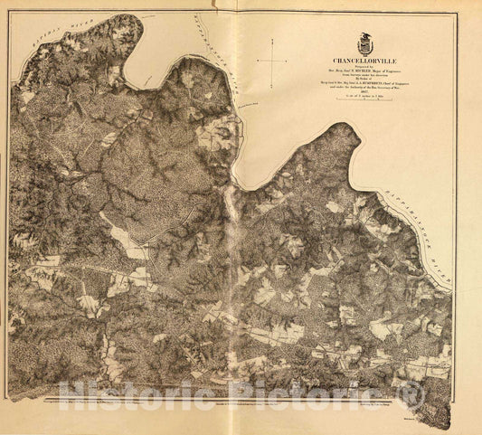 Historic 1883 Map - Military maps of The United States. - Chancellorsville, Va, 1867