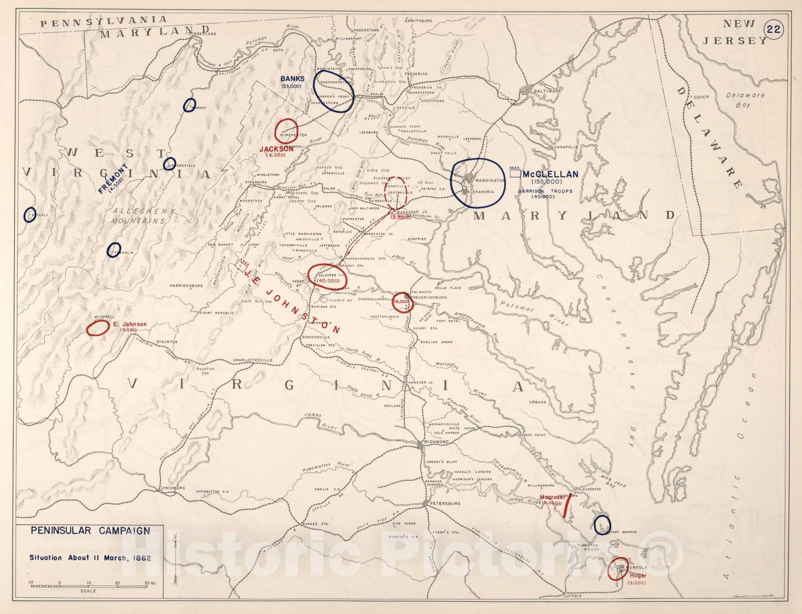 Historic 1941 Map - Civil War Atlas to accompany Steele's American campaigns. - Gettysburg Campaign 5