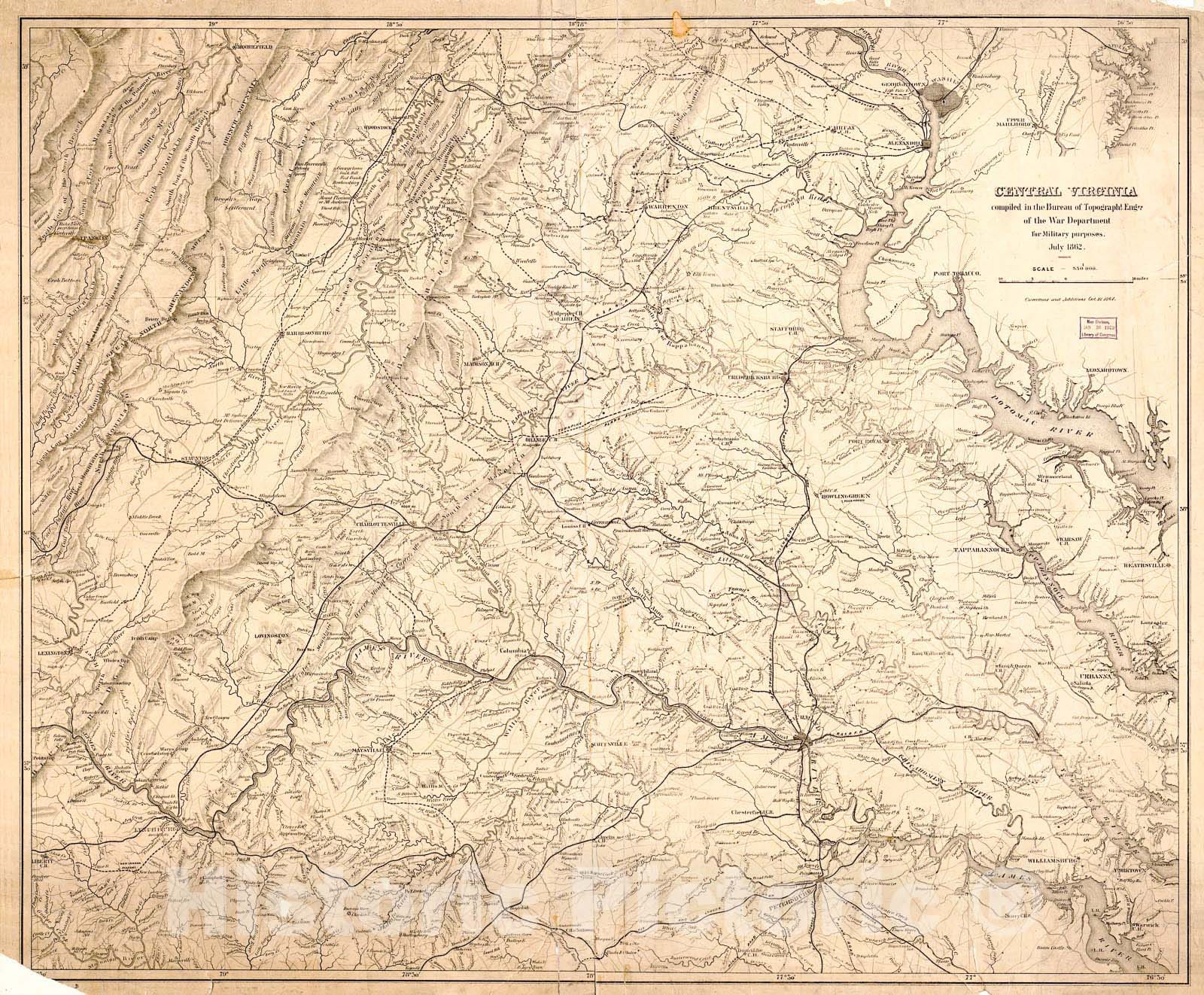 Historic 1864 Map - Central Virginia 1