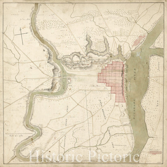 Historic 1778 Map - Philadelphia and Neighborhood