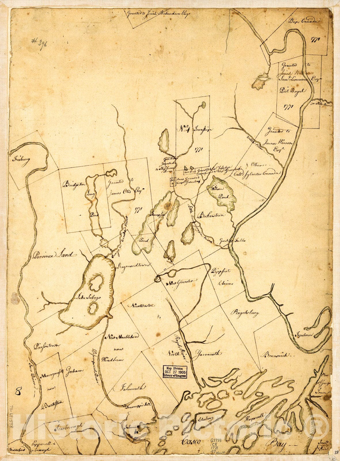 Historic 1771 Map - Part of Oxford and Cumberland Counties, Me.