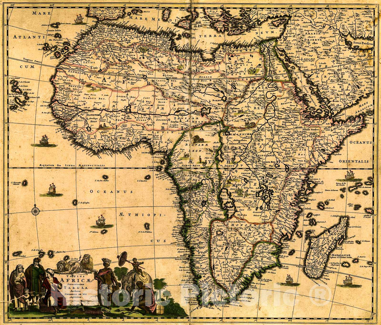 Historic 1688 Map - Totius AfricÃ¦ accuratissima Tabula