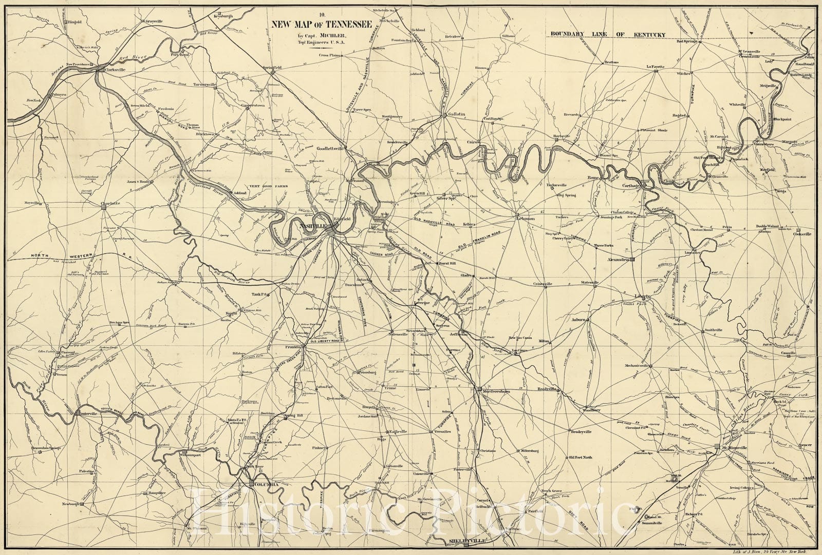 Historic 1860 Map - A New map of Tennessee