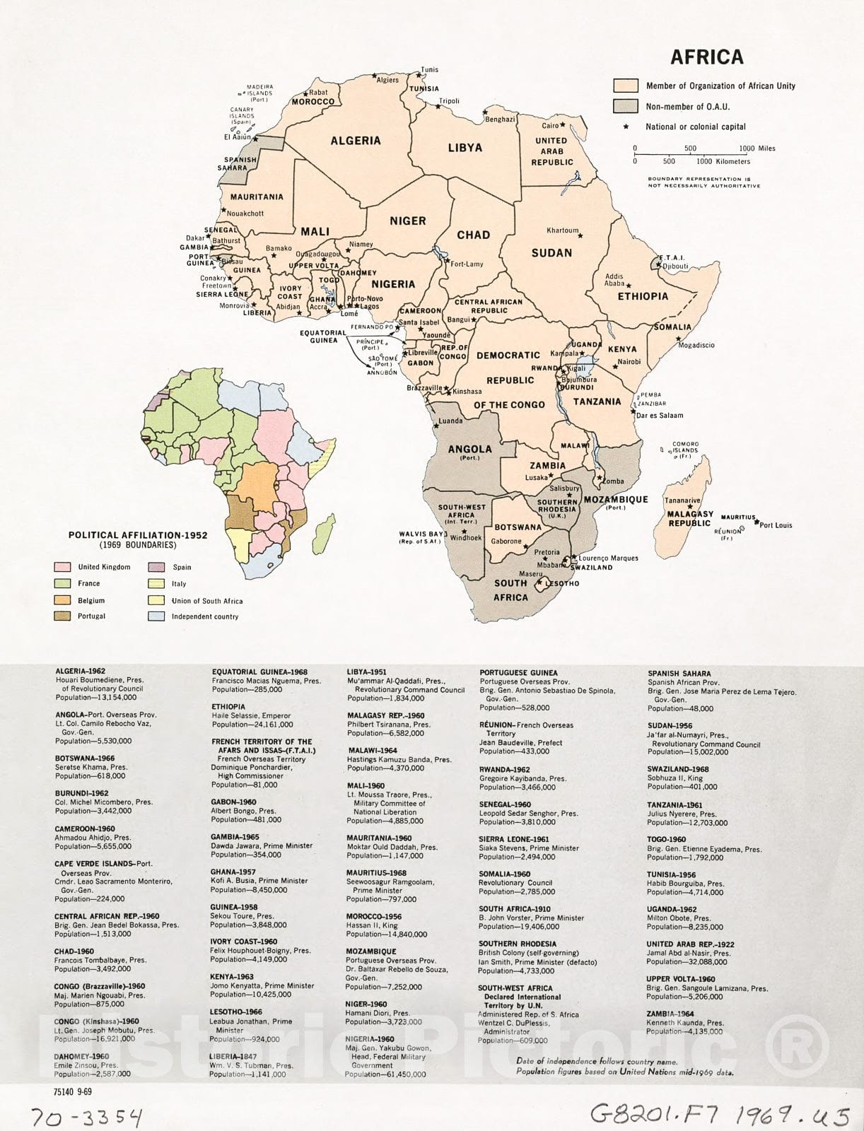 Historic 1969 Map - Africa. 9-69.