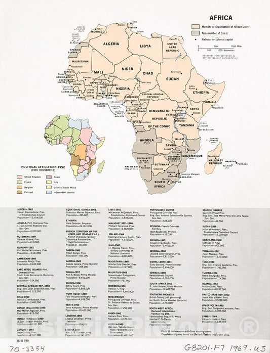 Historic 1969 Map - Africa. 9-69.