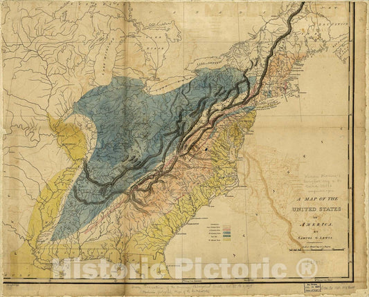 Historic 1809 Map - Maclure's Geological map of The United States