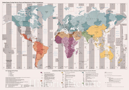 Historic 1996-1997 Map - World Map United States Foreign Service Posts and Department of State jurisdictions, 1 January 1997