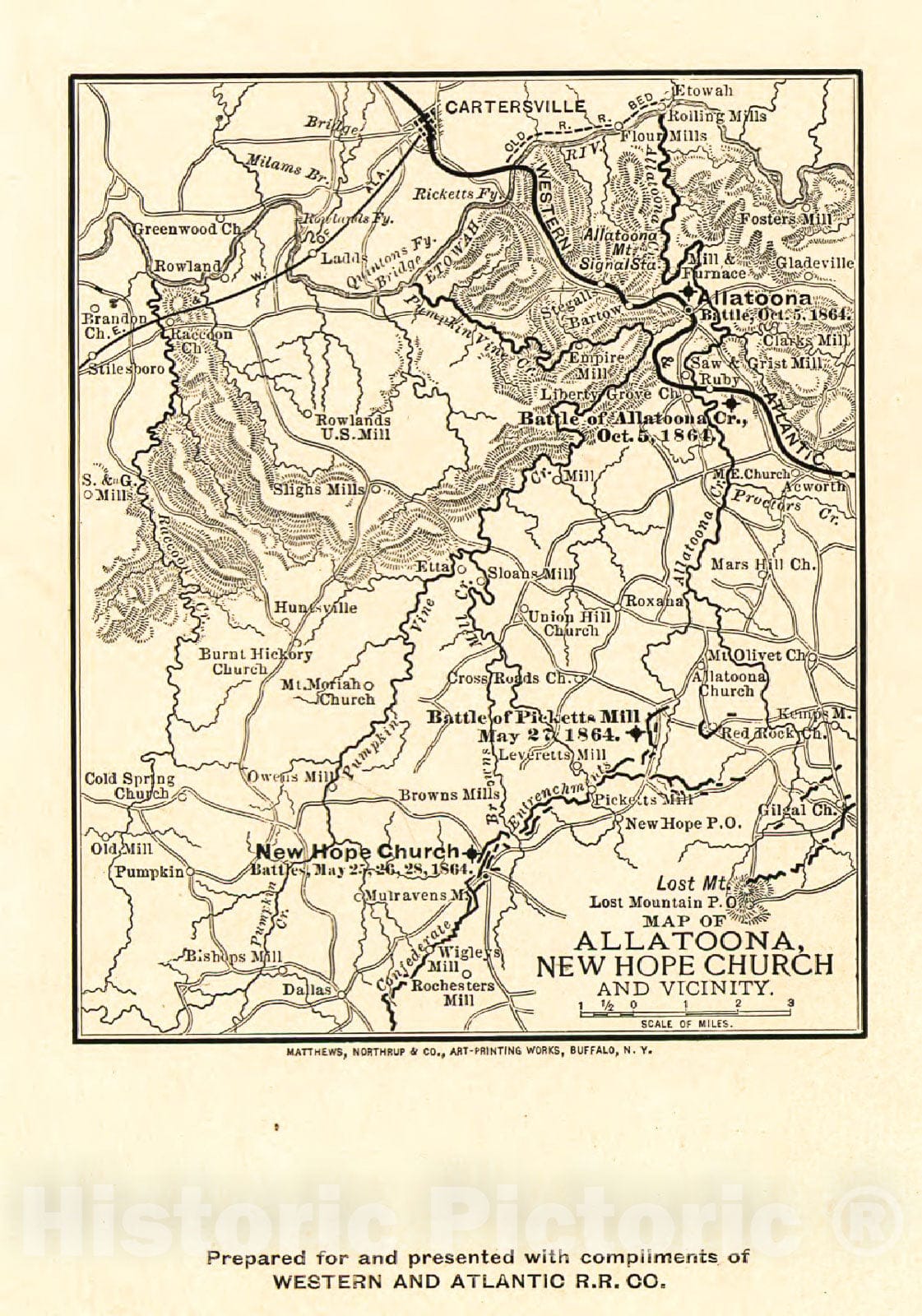 Historic 1864 Map - Map of Allatoona, New Hope Church and Vicinity.