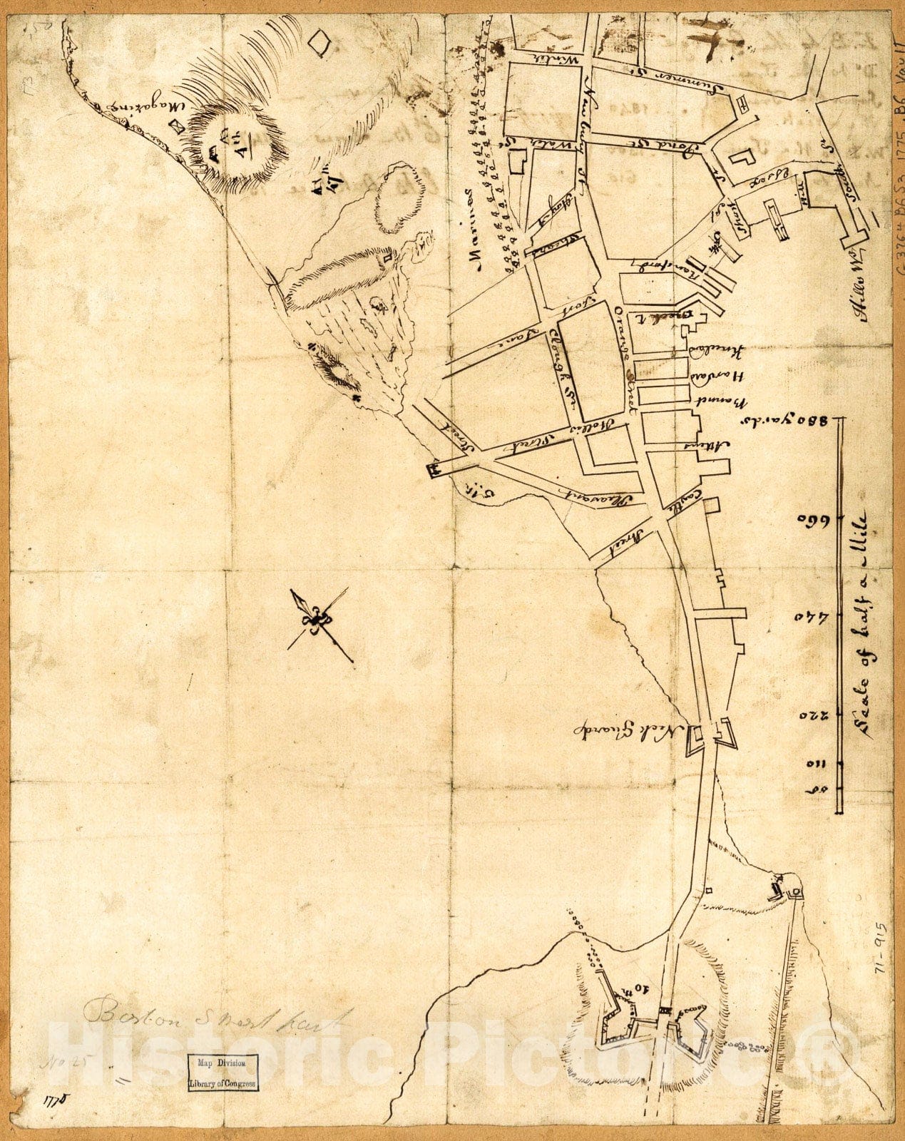 Historic 1775 Map - Boston, S. West Part. No. 25.
