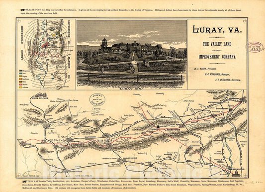 Historic 1890 Map - Lee's map of The Valley of Virginia.