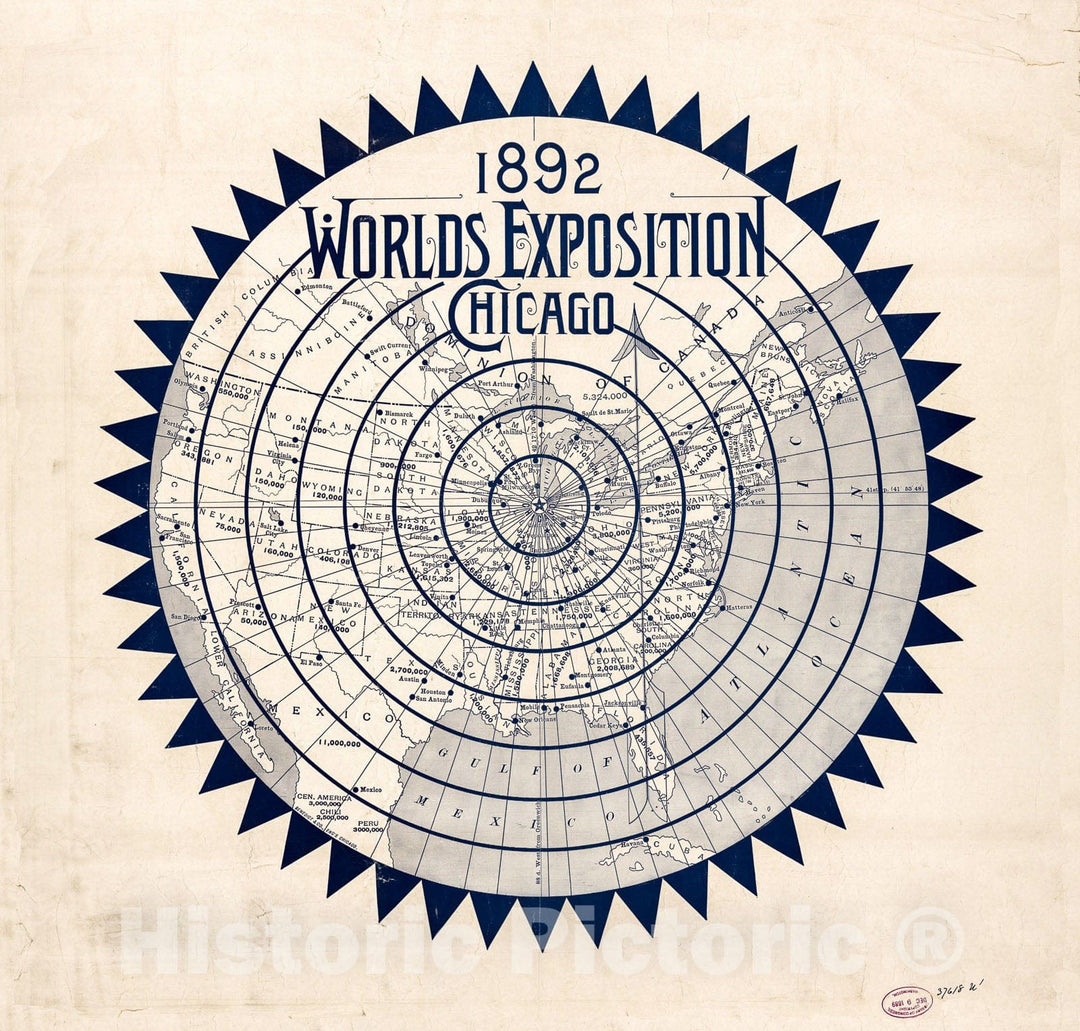 Historic 1892 Map - 1892 Worlds Exposition, Chicago.