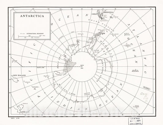 Historic 1955 Map - Antarctica. 12-55.