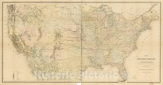 Historic 1867 Map - Map of The United States and Territories, Showing The Extent of Public surveys and Other Details 4