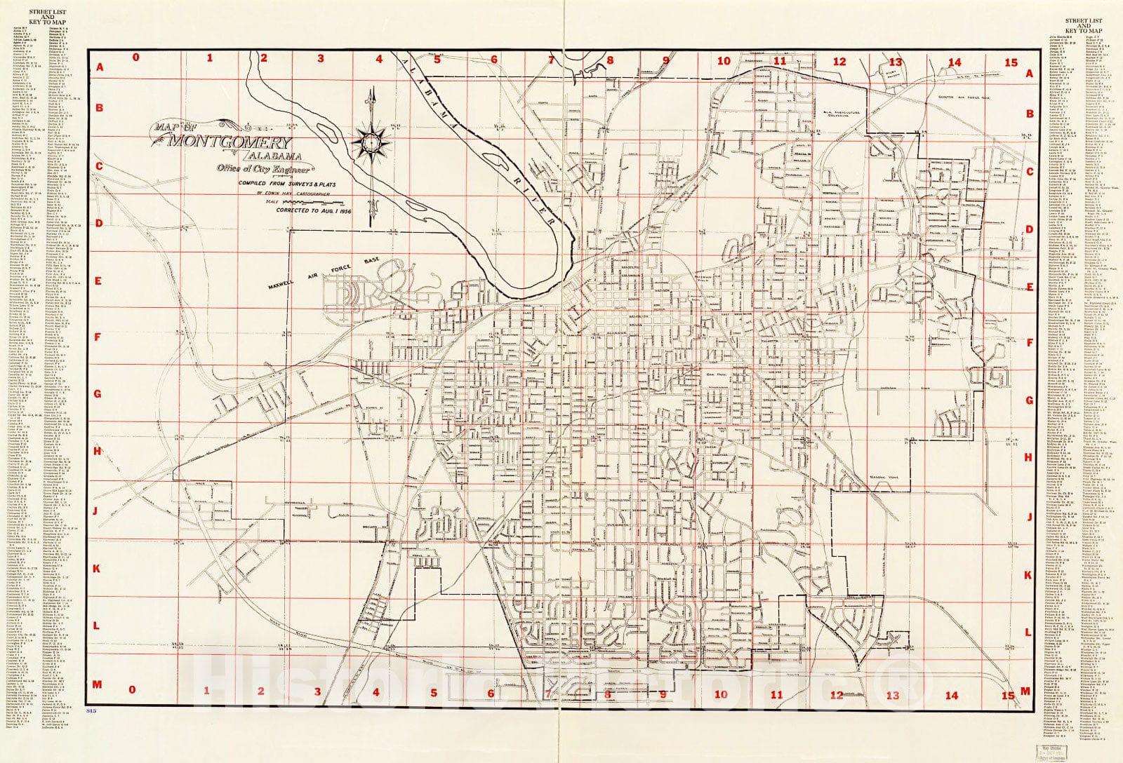 Historic 1956 Map - Map of Montgomery, Alabama