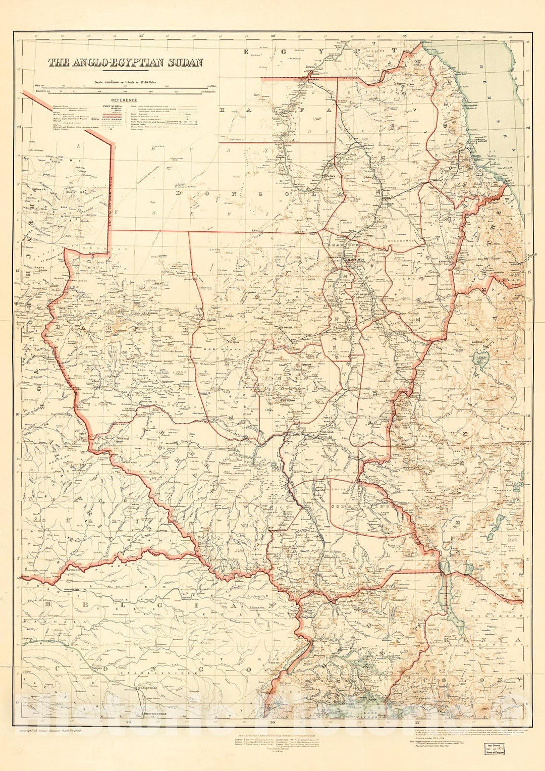 Historic 1921 Map - The Anglo-Egyptian Sudan