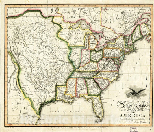 Historic 1818 Map - United States of America 1