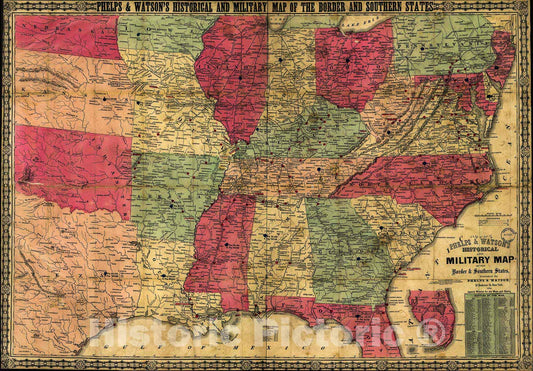 Historic 1864 Map - Phelps & Watson's Historical and Military map of The Border & Southern States. 2