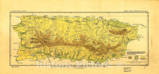 Historic 1899 Map - Map of Puerto Rico Showing Distribution of Crop Lands.