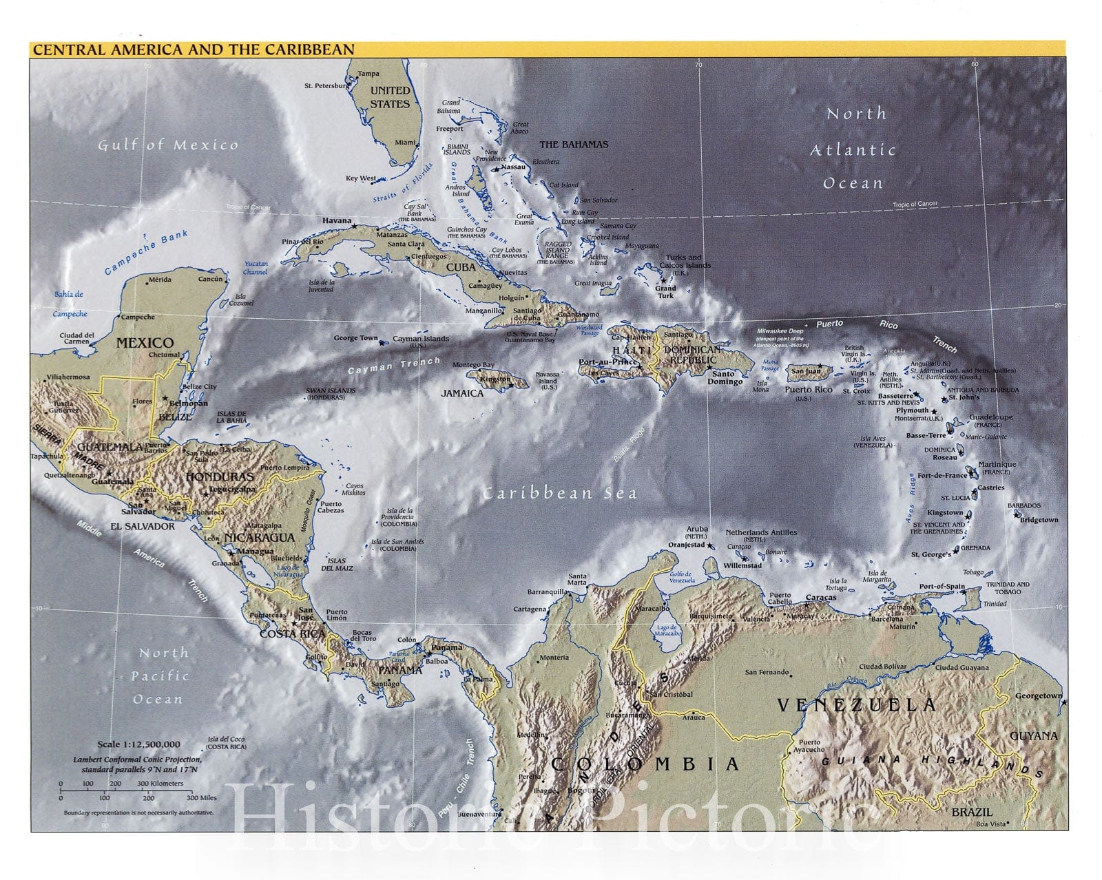 Historic 2001 Map - Central America and The Caribbean.