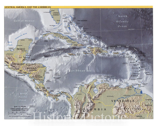 Historic 2001 Map - Central America and The Caribbean.