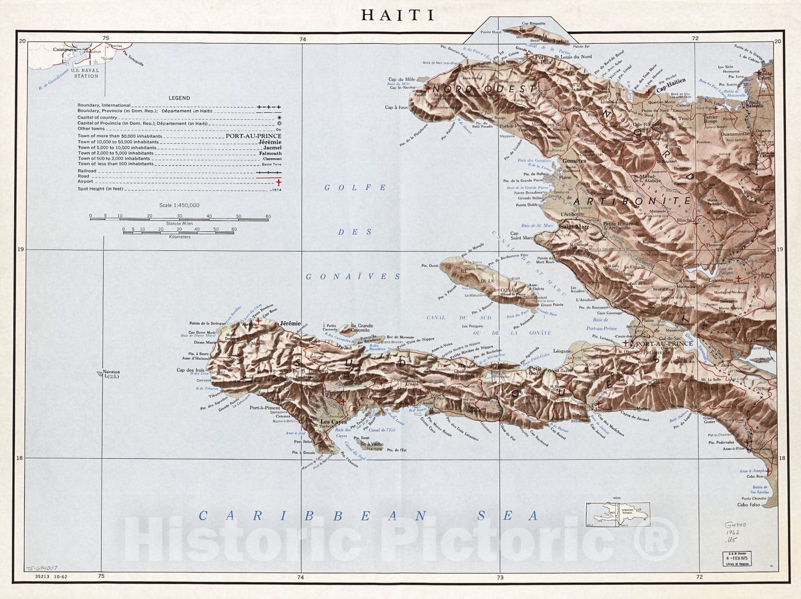 Historic 1962 Map - Haiti. 10-62.