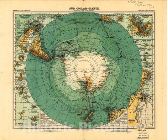 Historic 1912 Map - SÃ¼d-Polar-Karte