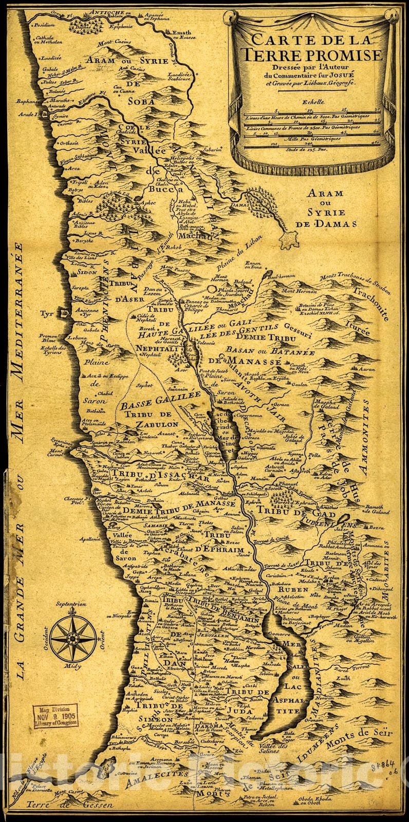 Historic 1720 Map - Carte de la Terre Promise.