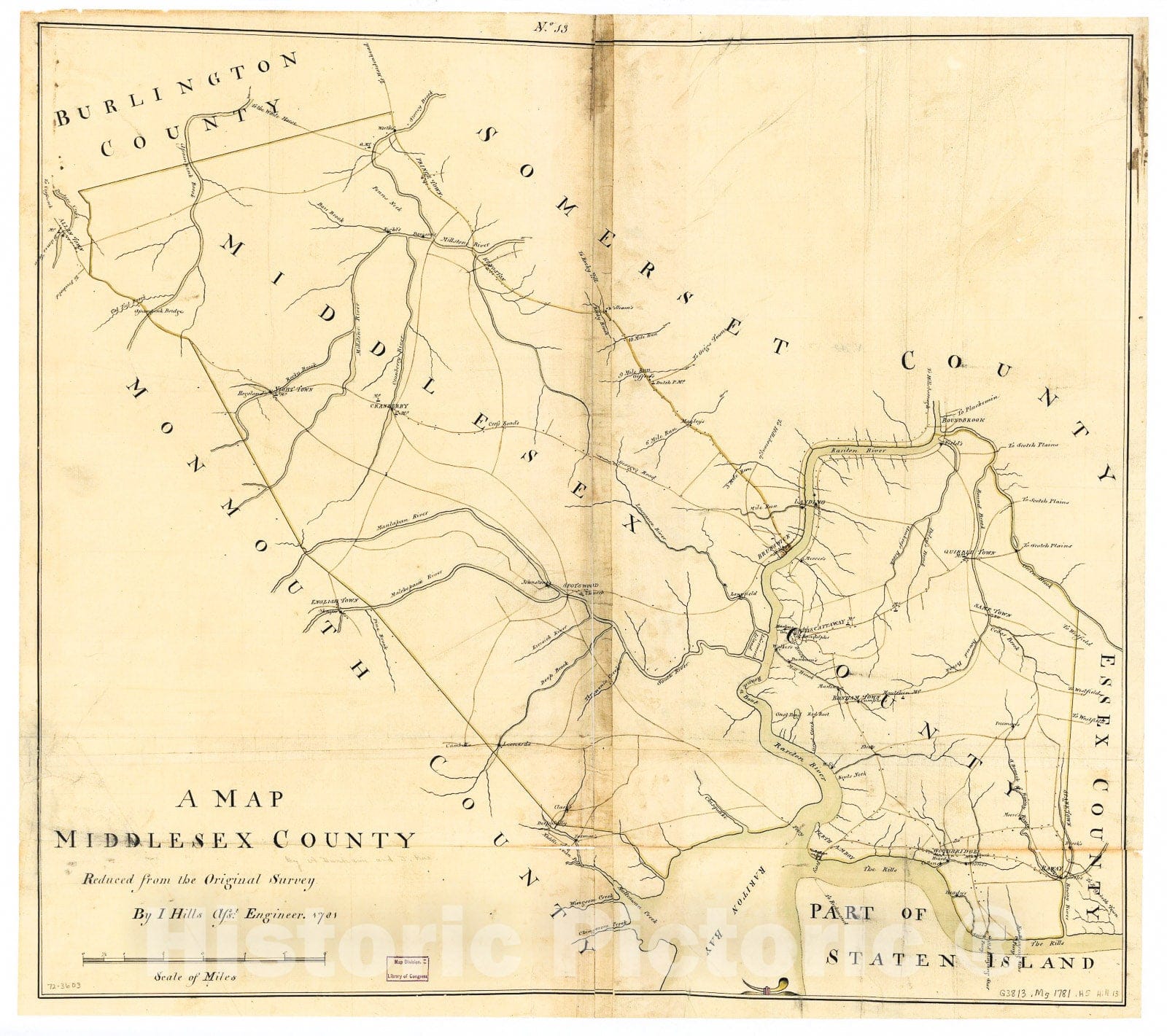 Historic 1781 Map - A map, Middlesex County.