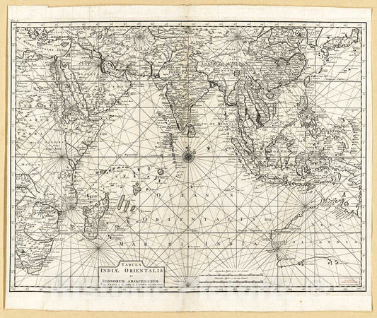 Historic 1726 Map - Tabula Indiae Orientalis et Regnorum adjacentium.