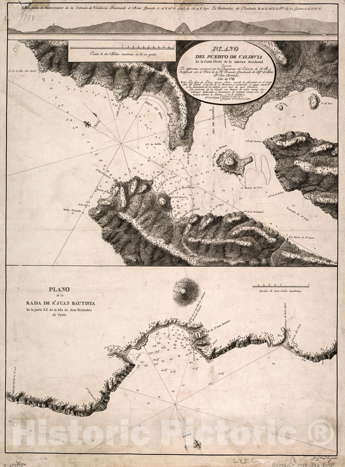 Historic 1788 Map - Plano del Puerto de Valdivia en la Costa oeste de la AmÃ©rica meridional