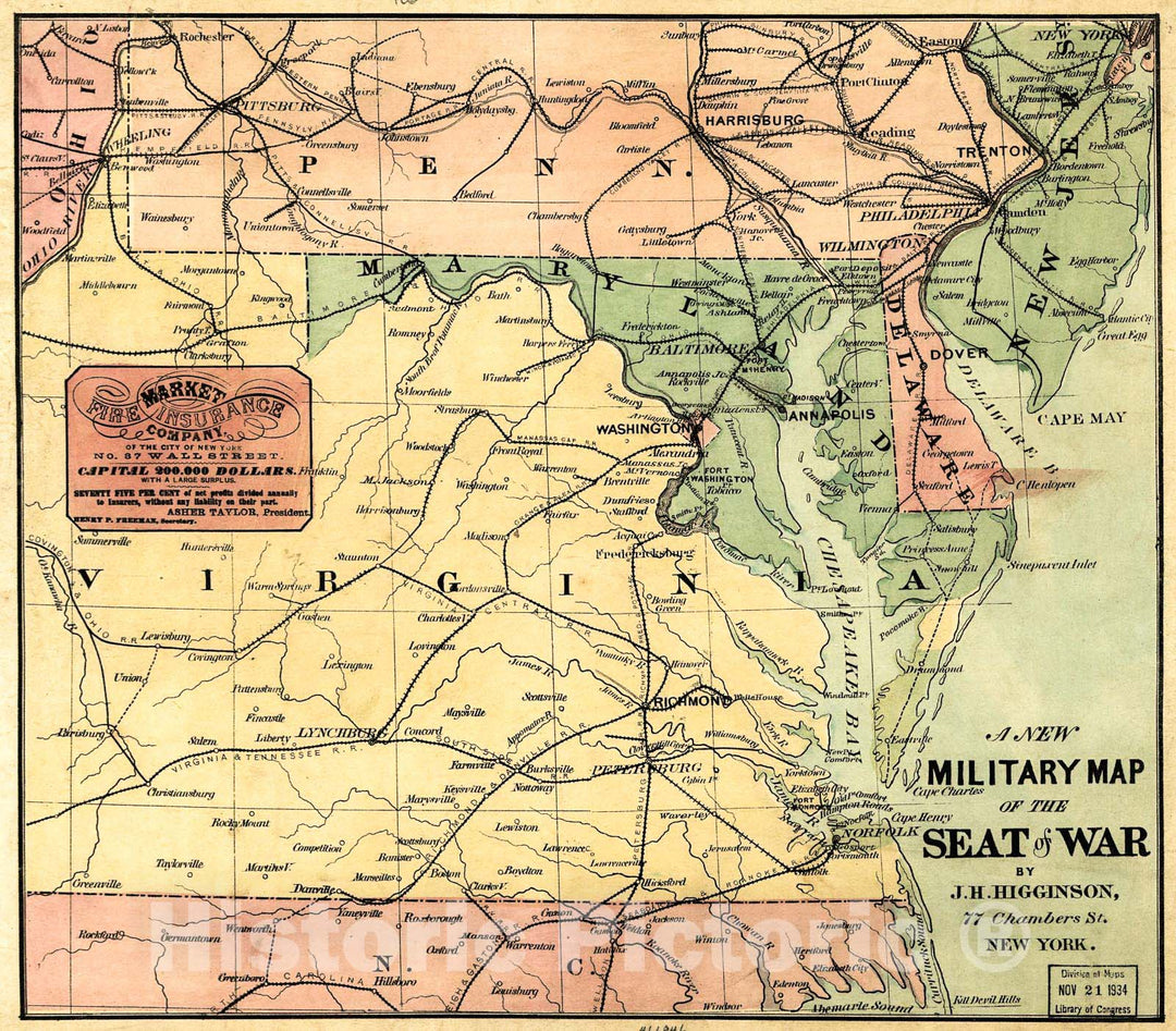 Historic 1861 Map - A New Military map of The seat of war