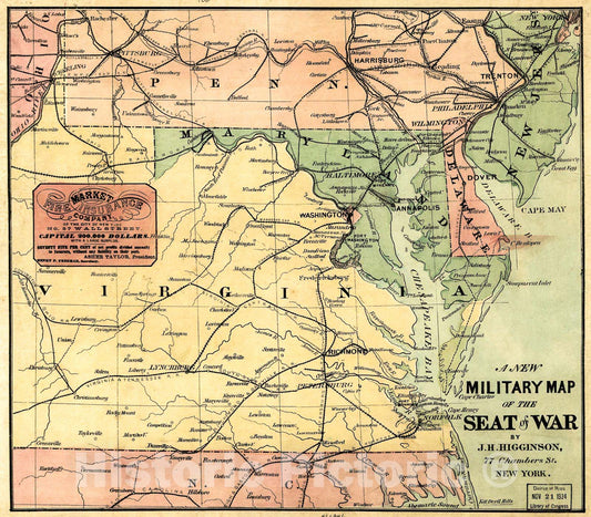 Historic 1861 Map - A New Military map of The seat of war