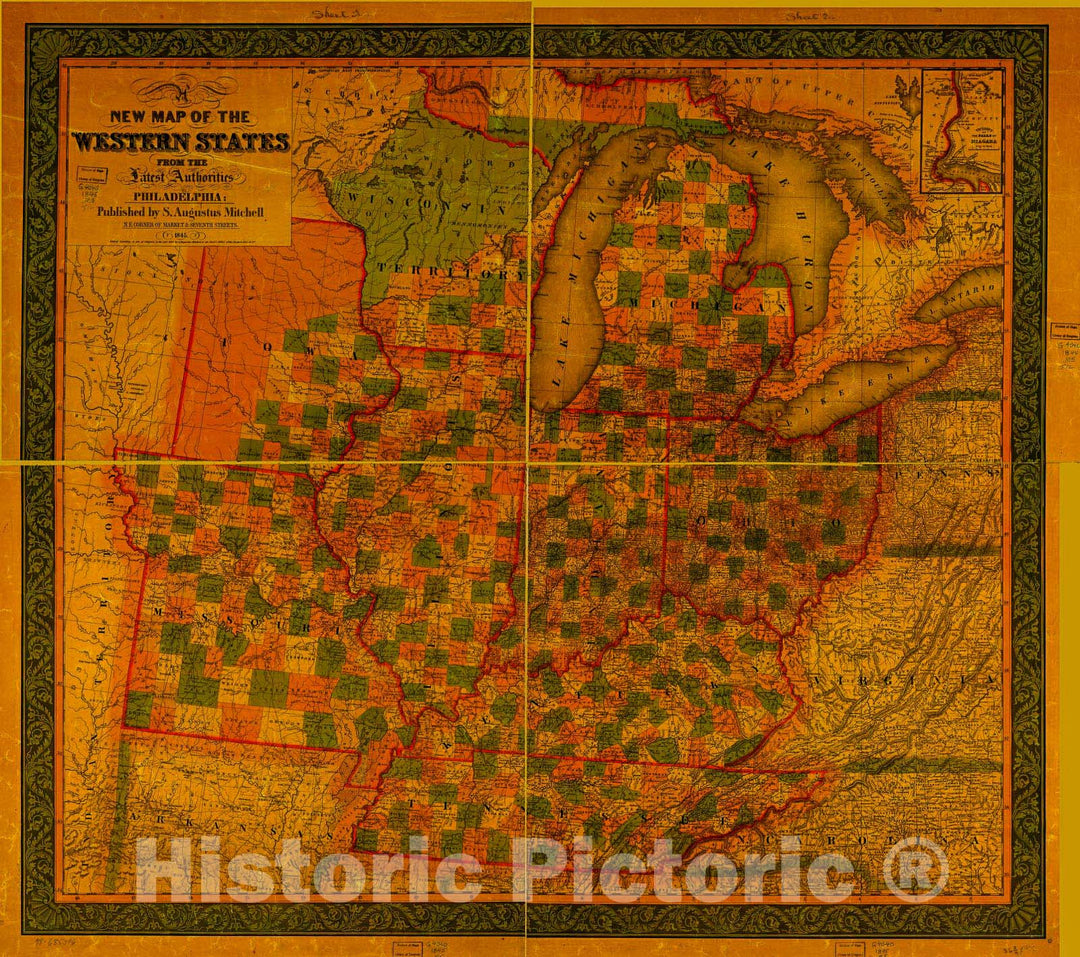 Historic 1845 Map - A New map of The Western States.