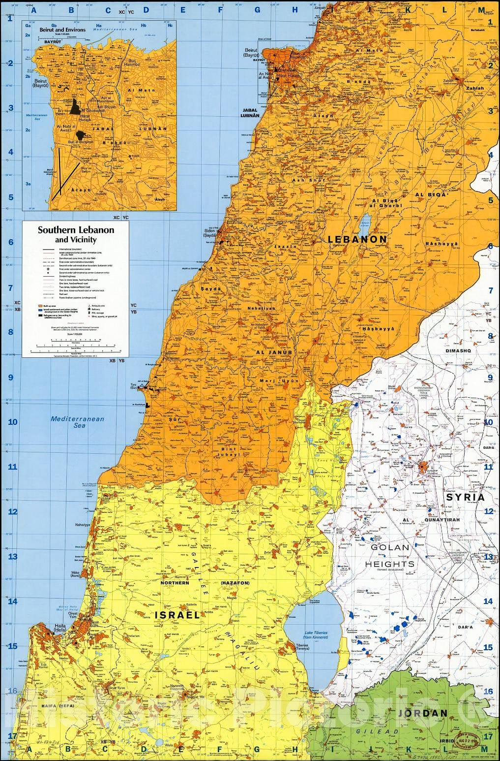 Historic 1990 Map - Southern Lebanon and Vicinity.