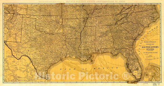 Historic 1937 Map - Rand McNally indexed map of The Southeastern States (Cotton States) of The United States.