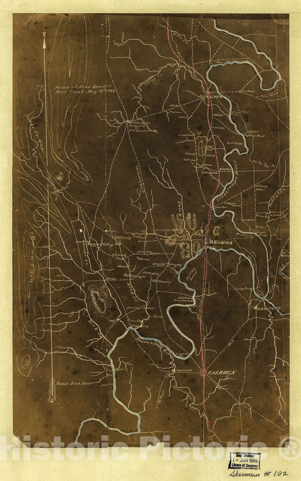 Historic 1864 Map - Map of The Environs of Resaca, Georgia