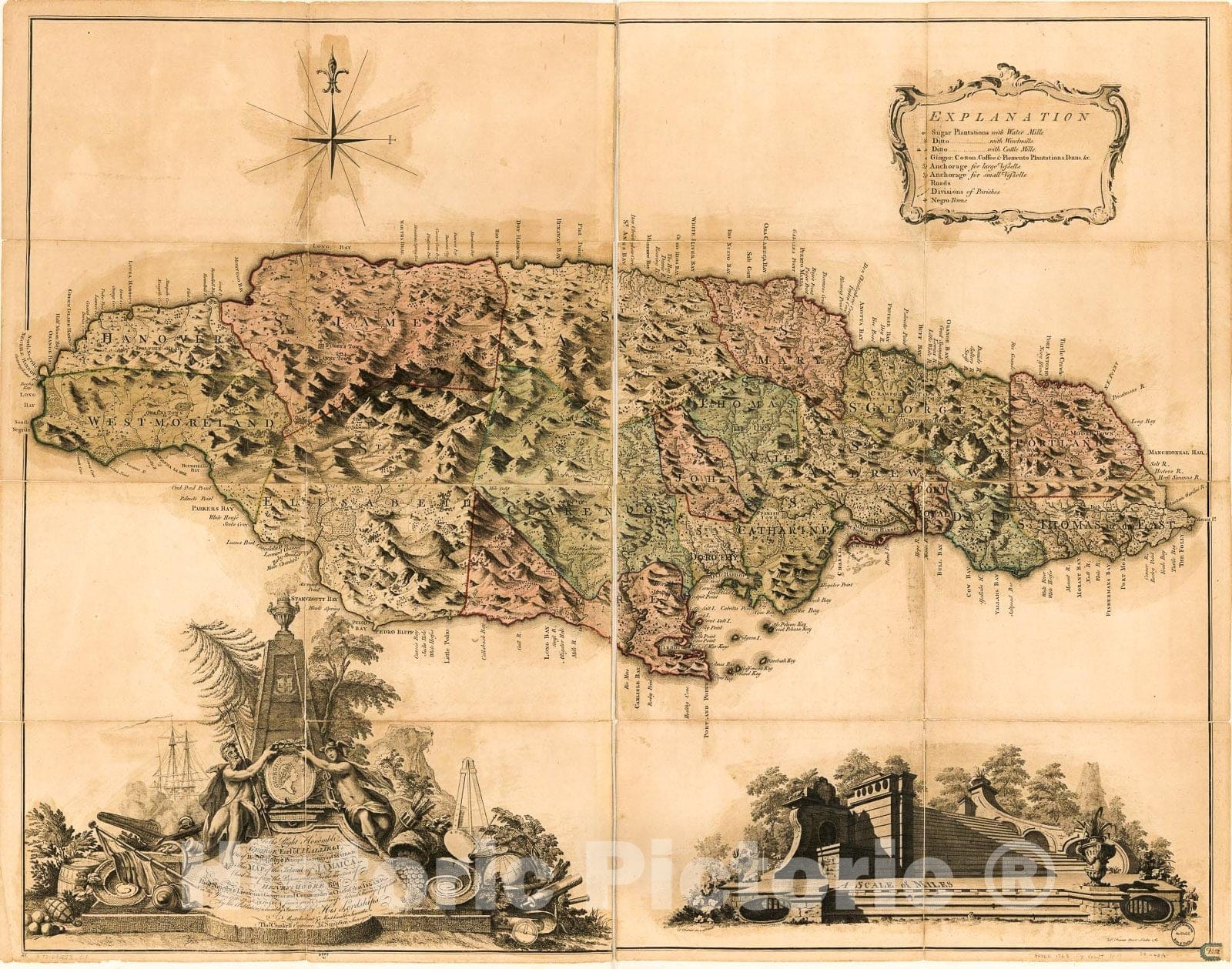 Historic 1763 Map - This map of The Island of Jamaica;