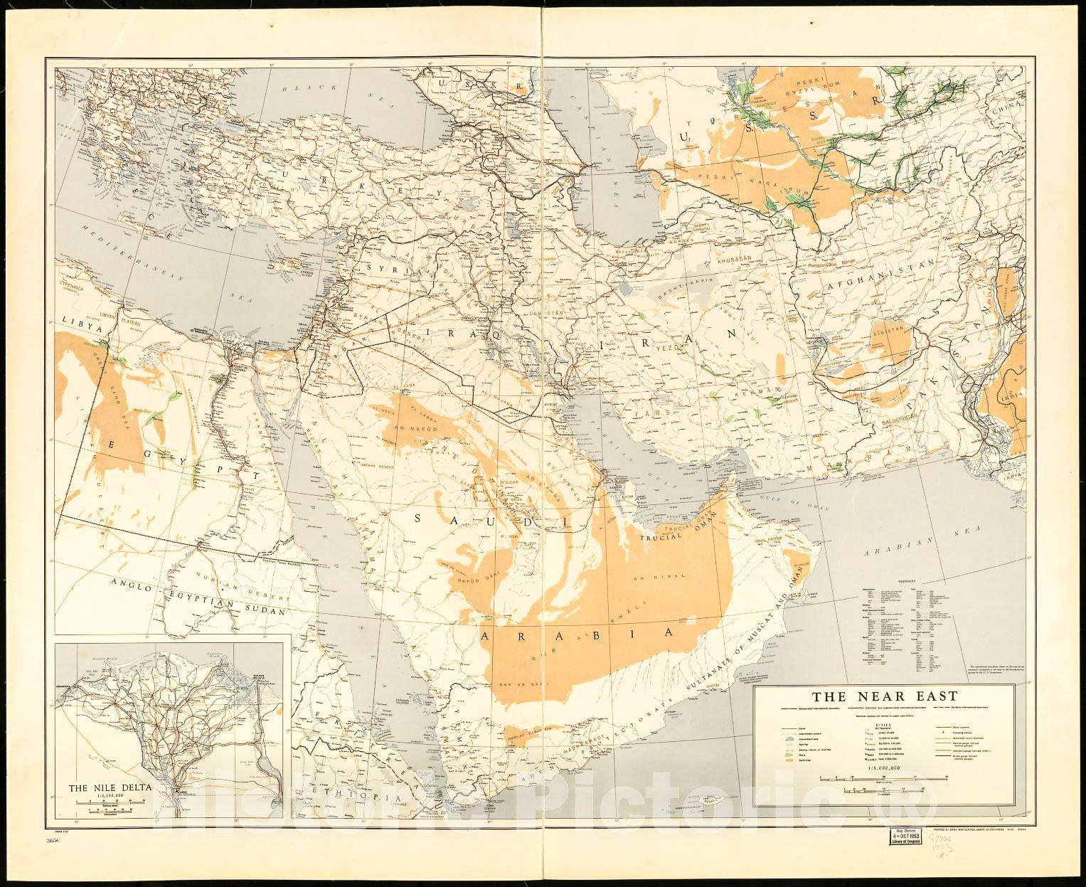 Historic 1952 Map - The Near East.