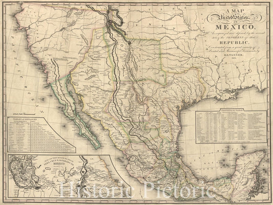Historic 1826 Map - A map of The United States of Mexico : as Organized and Defined by The Several Acts of The Congress of That Republic