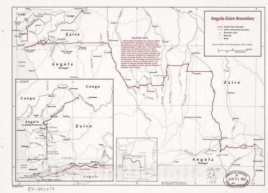 Historic 1971 Map - Angola-South-West Africa Boundary.