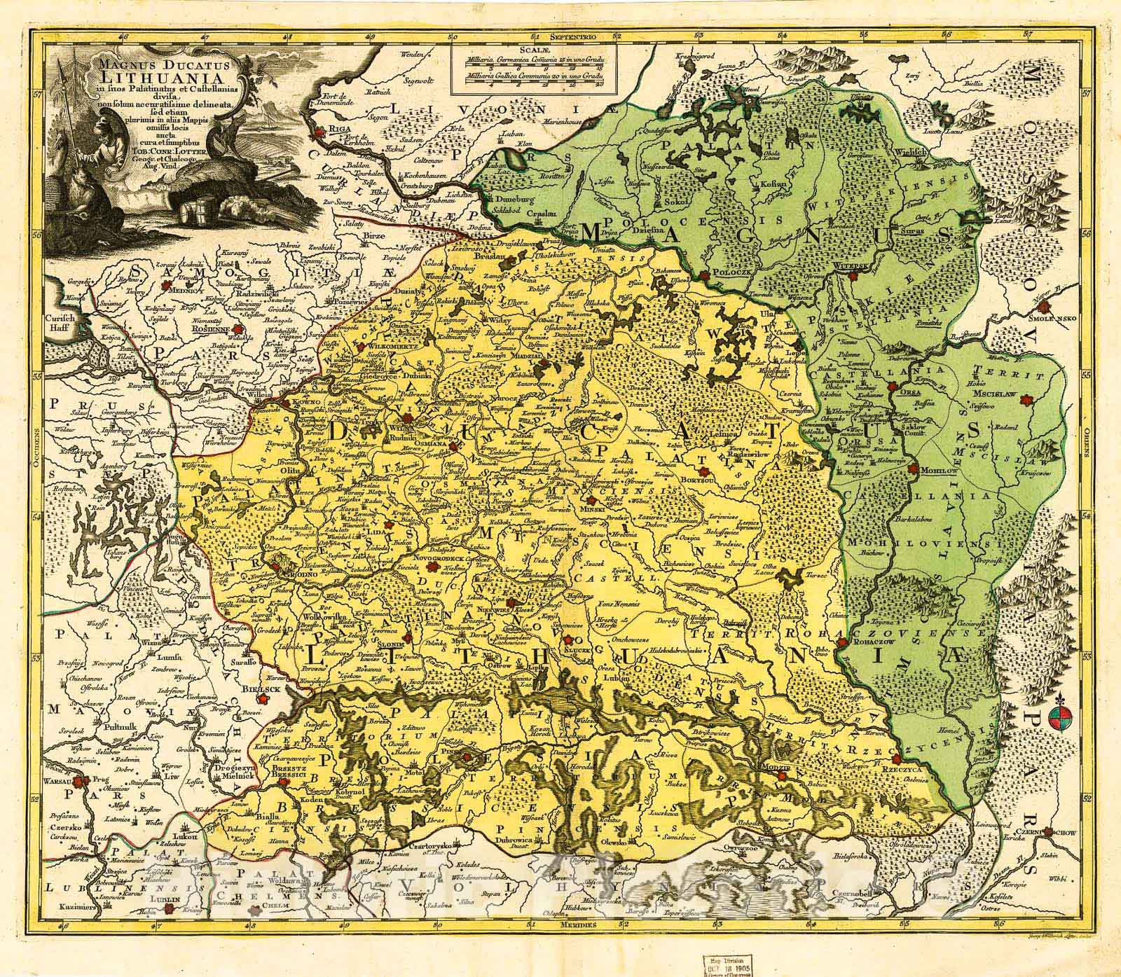 Historic 1778 Map - Magnus ducatus Lithuania in suos palatinatus et castellanias divisa, Non solum accuratissime delineata, SED etiam plurimis in aliis mappis omissis locis aucta