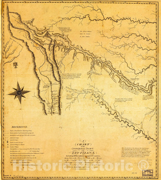Historic 1810 Map - A Chart of The Internal Part of Louisiana : Including All The hitherto unexplored Countries, Lying Between The River La Platte of The Missouri