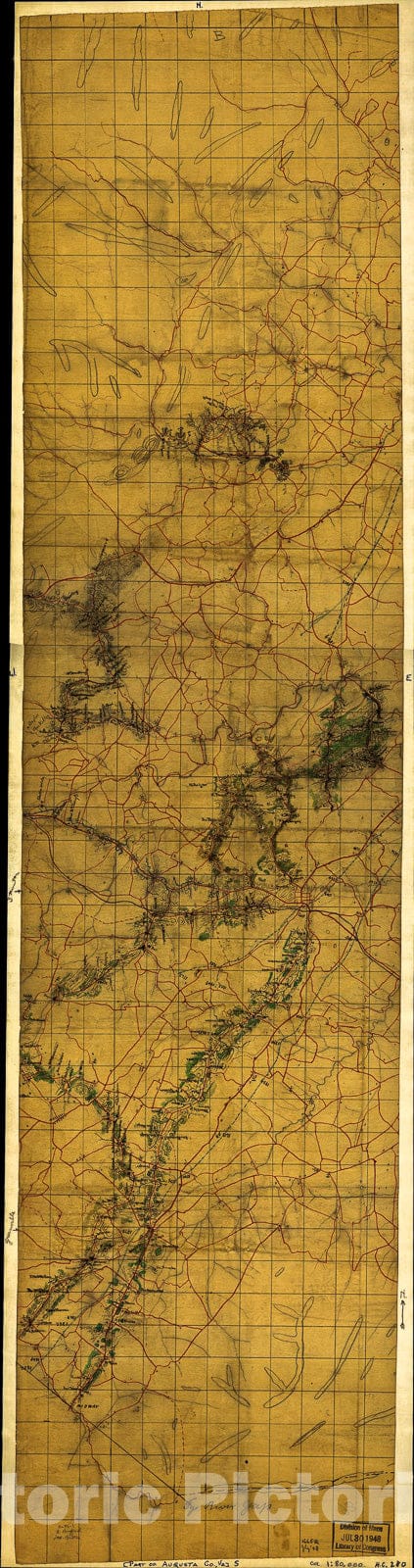 Historic 1860 Map - Part of Augusta County, Va.