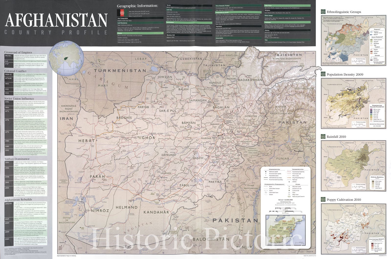 Historic 2012 Map - Afghanistan Country Profile ; Afghanistan Provinces and districts.