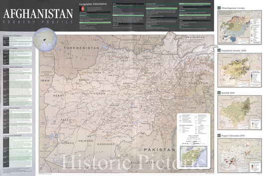 Historic 2012 Map - Afghanistan Country Profile ; Afghanistan Provinces and districts.